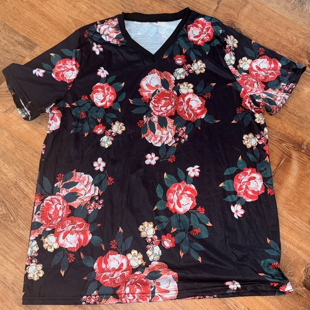 Floral Black and Red Men's Shirt
